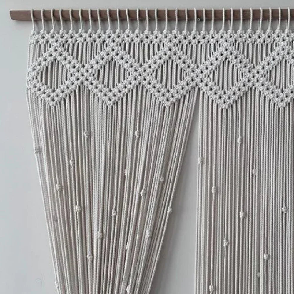 ستارة مكرمية خشب موسكي وقطن، 120*230 سم