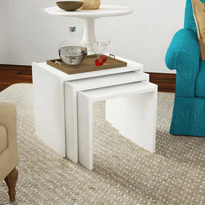 طقم ترابيزات جانبية متداخلة ام دي اف، 3 قطع