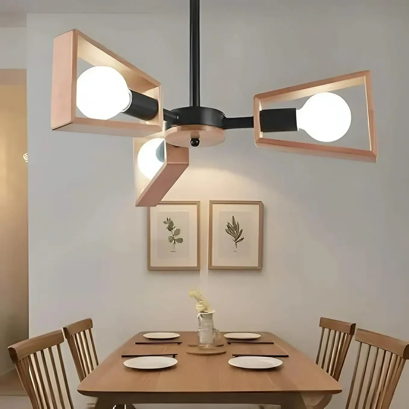 نجفة ستيل وخشب، 50*40 سم