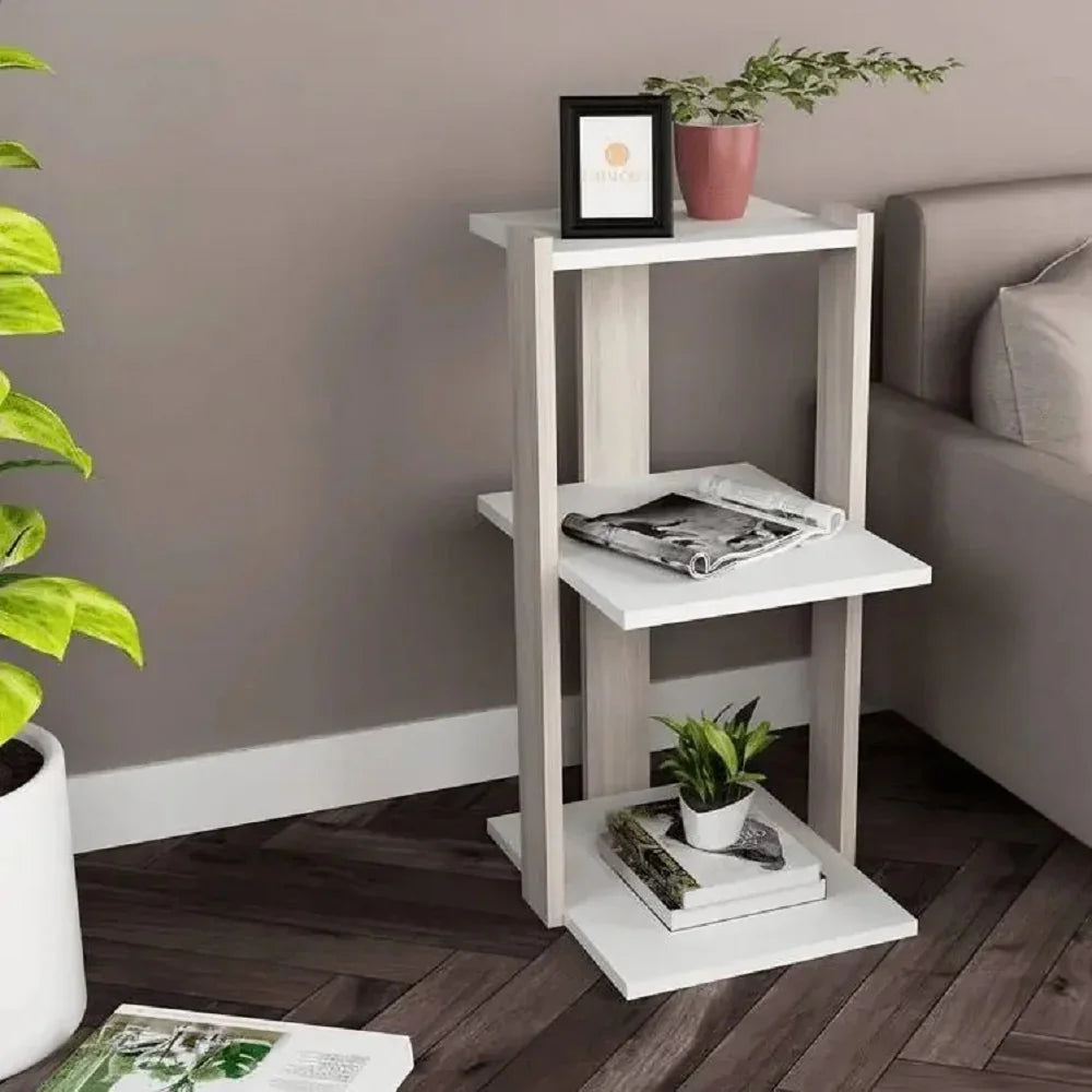 ترابيزة جانبية ام دي اف، 30*40*70 سم - أبيض × بيج