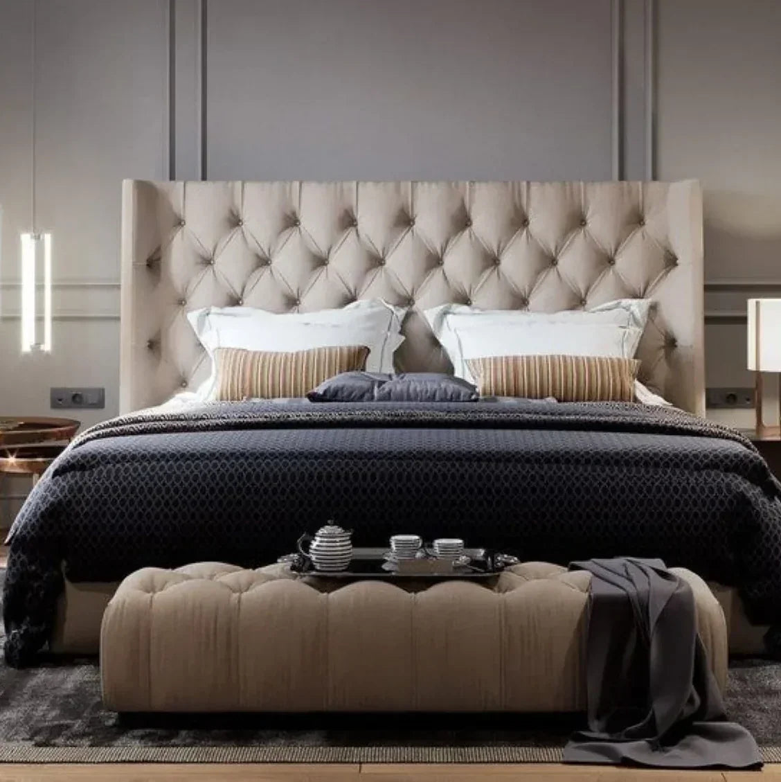 سرير سوبر  كينج خشب ام دي اف و زان، 180*200*120 سم