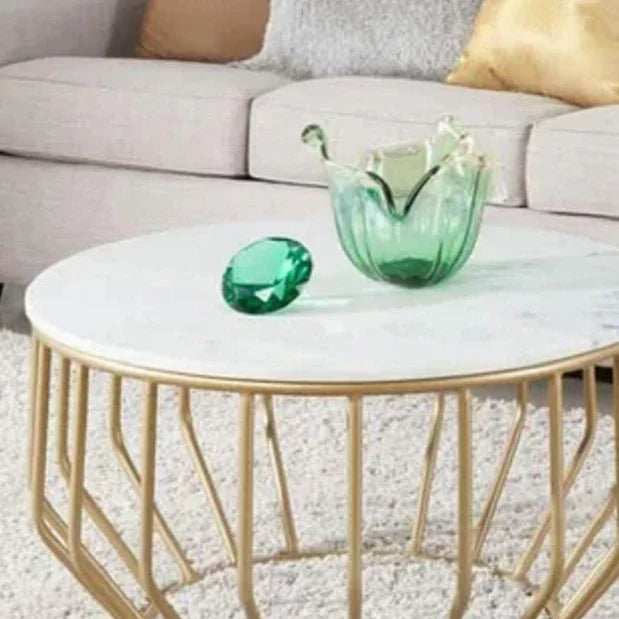 ترابيزة قهوة ستيل بسطح رخام، 90*90*45 سم