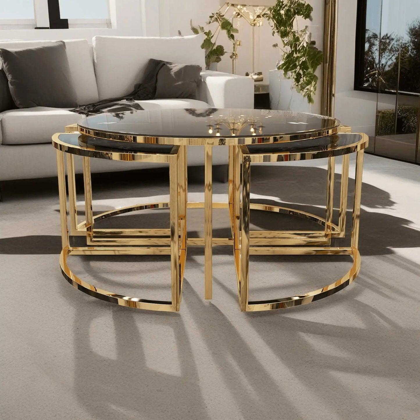 ترابيزة قهوة متداخلة ستانلس ستيل 90*45 سم - RAX30 - Homix