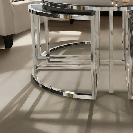 ترابيزة قهوة متداخلة ستانلس ستيل 90*45 سم - RAX31 - Homix