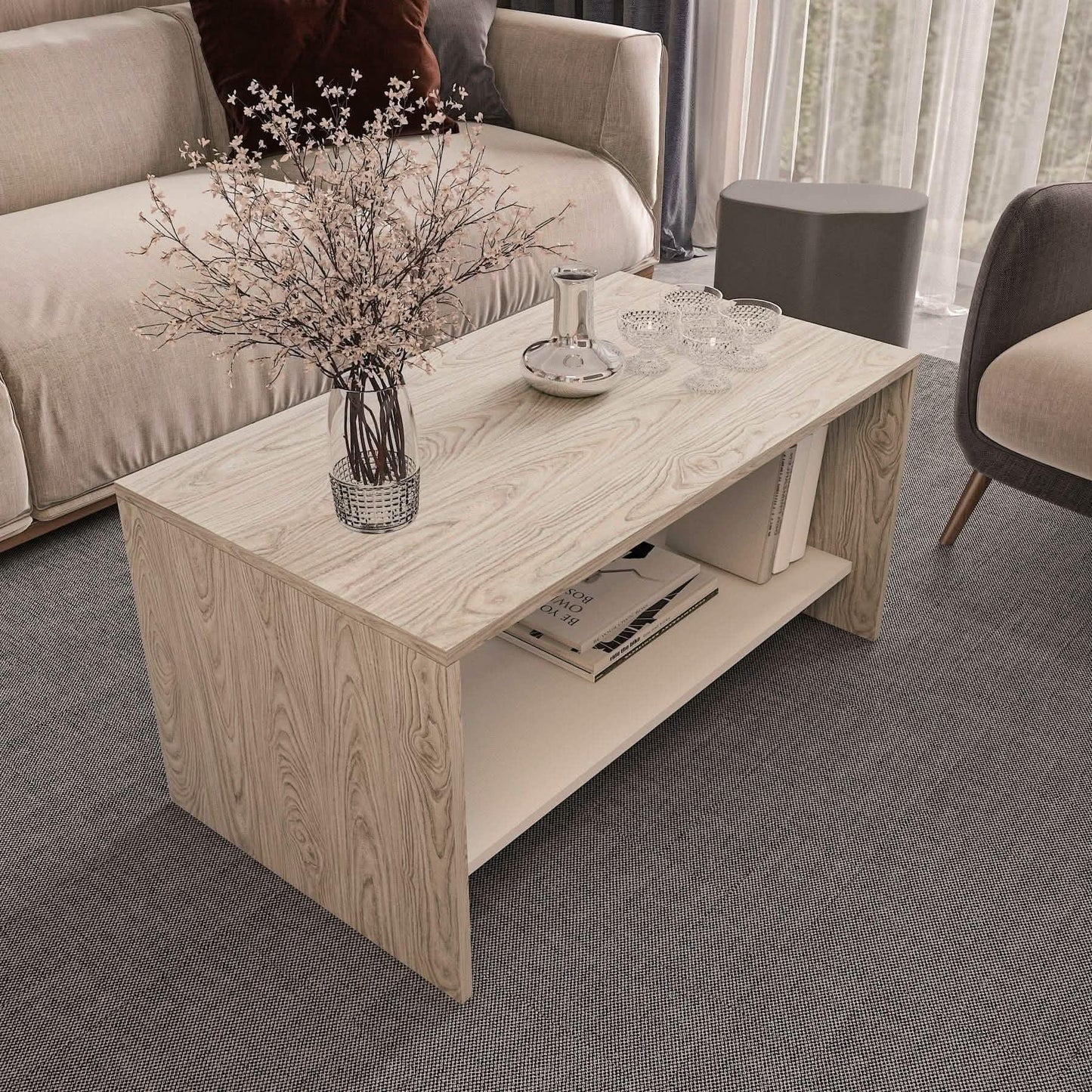 ترابيزة قهوة ام دي اف، 90*50*45 سم