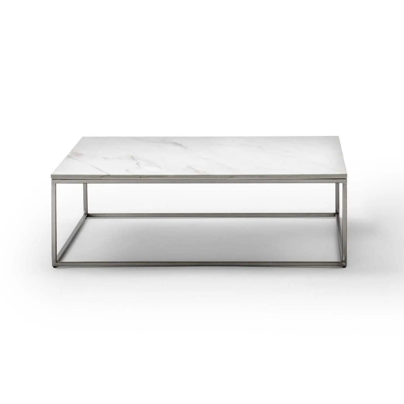 ترابيزة قهوة ستيل بسطح رخام، 90*90*45 سم