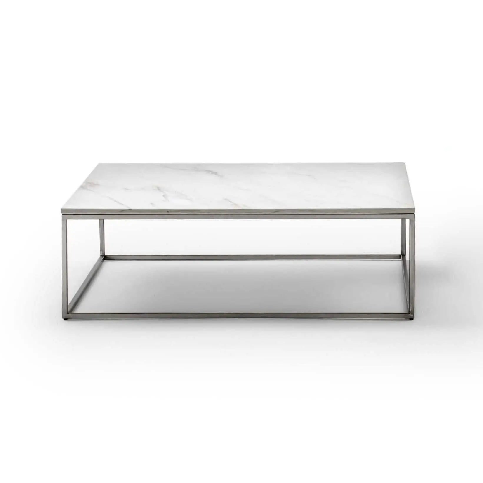 ترابيزة قهوة ستيل بسطح رخام، 90*90*45 سم