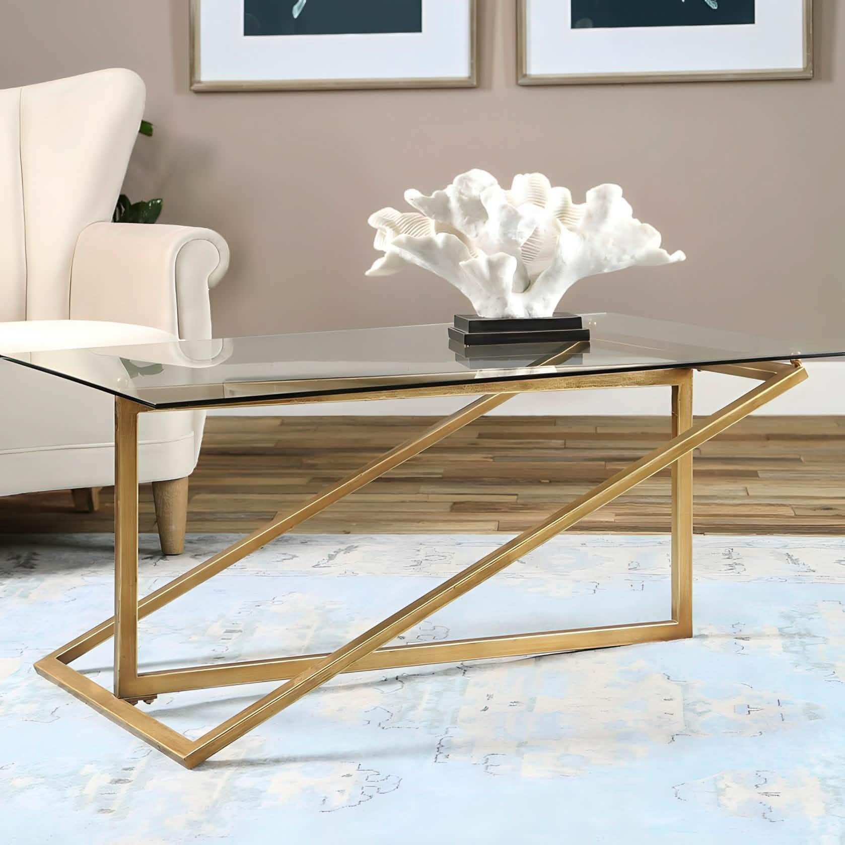 ترابيزة قهوة بسطح زجاج 40*90*40 سم - RON86 Royal Iron