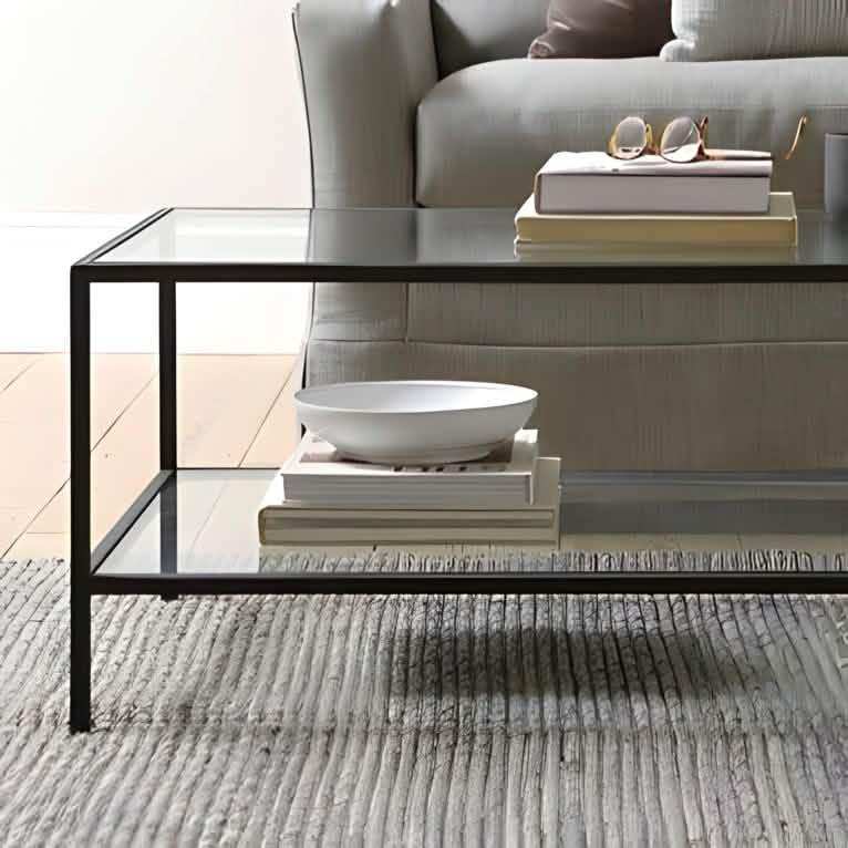ترابيزة قهوة بسطح زجاج 40*90*50 سم - RON90 Royal Iron