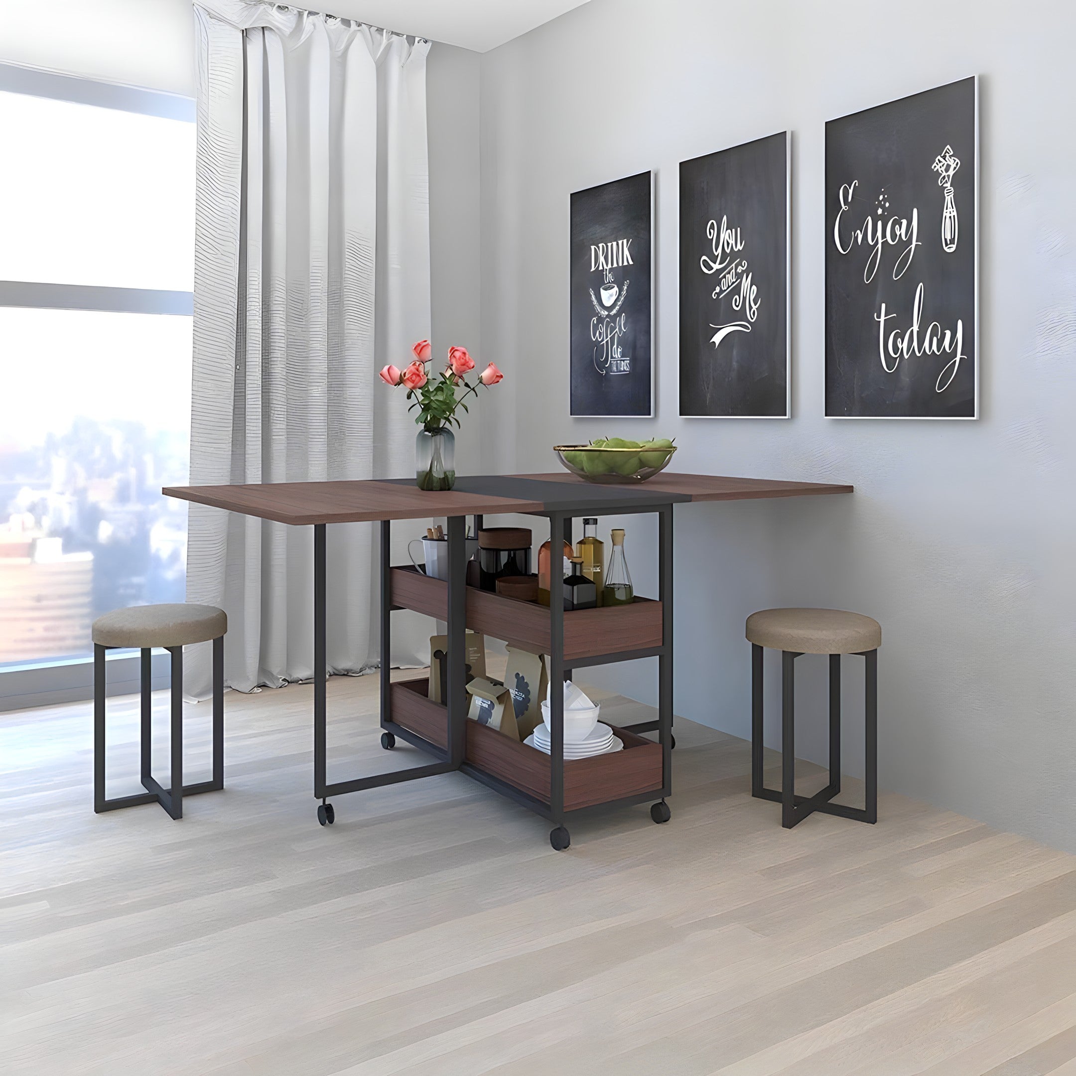 ترابيزة سفرة ستيل و ام دي اف، 150*90*75 سم