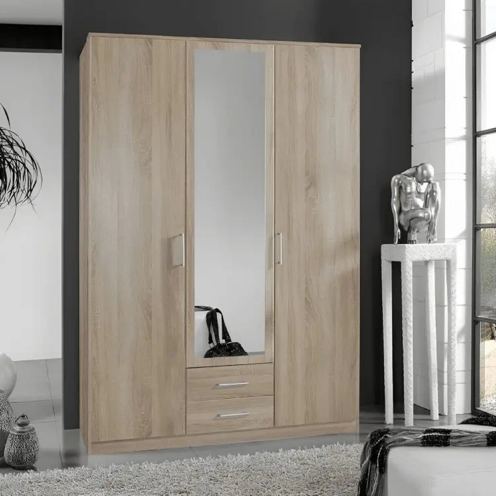 دولاب خشب ام دي اف بمرايا، 120*50*200 سم