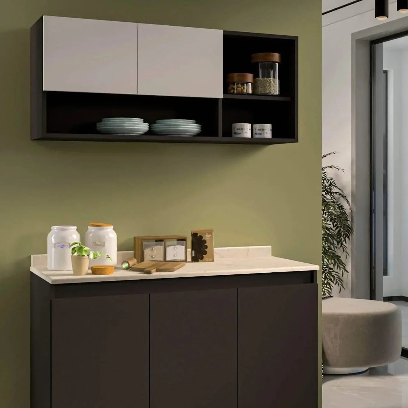 مطبخ خشب ام دي اف، قطعتين