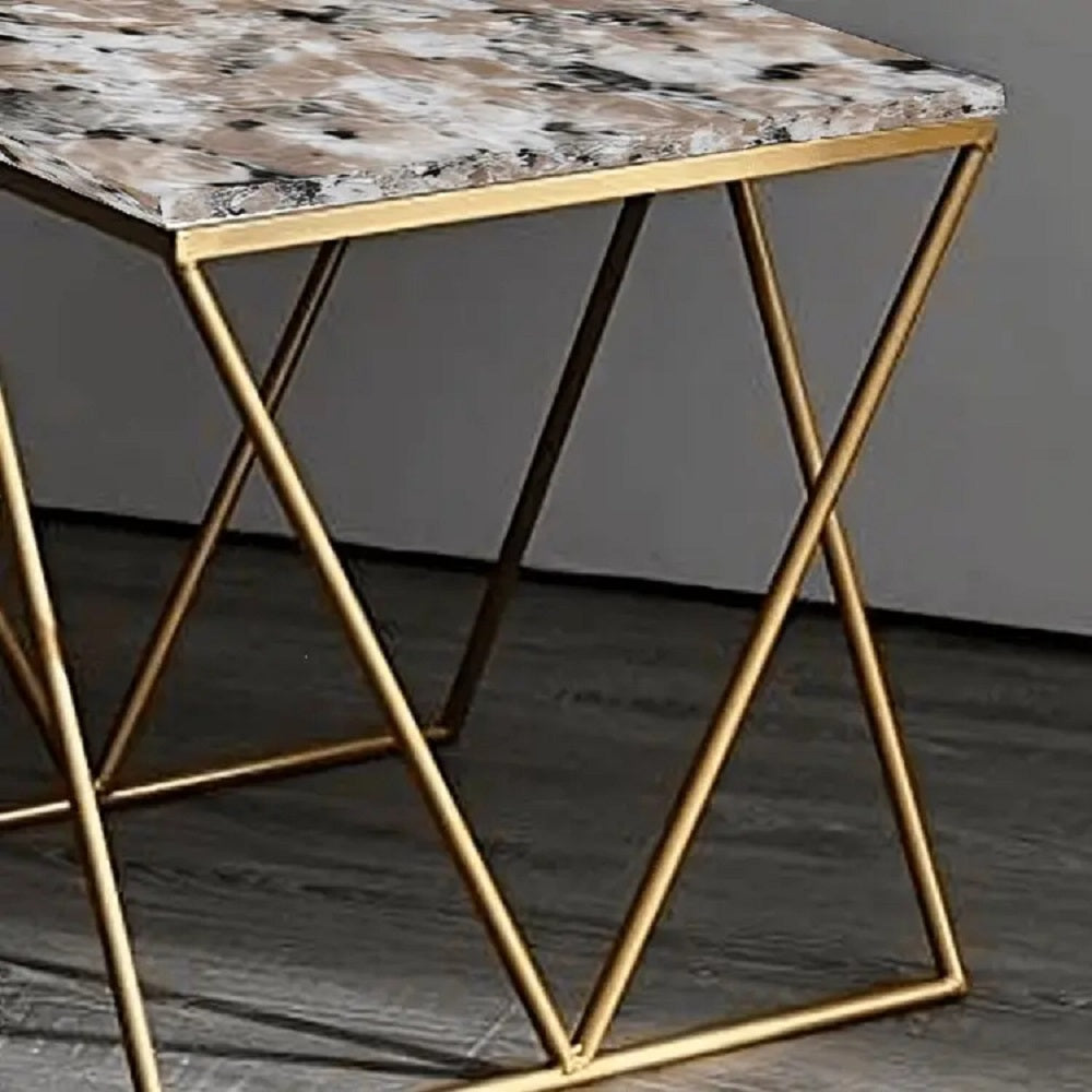 ترابيزة جانبية معدن بسطح جرانيت، 40*40*50 سم