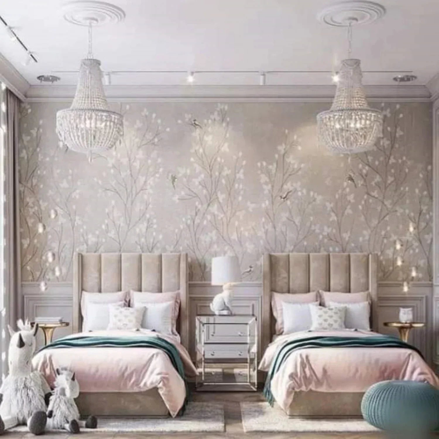 سريرين فردي خشب زان أحمر، 100*200*120 سم