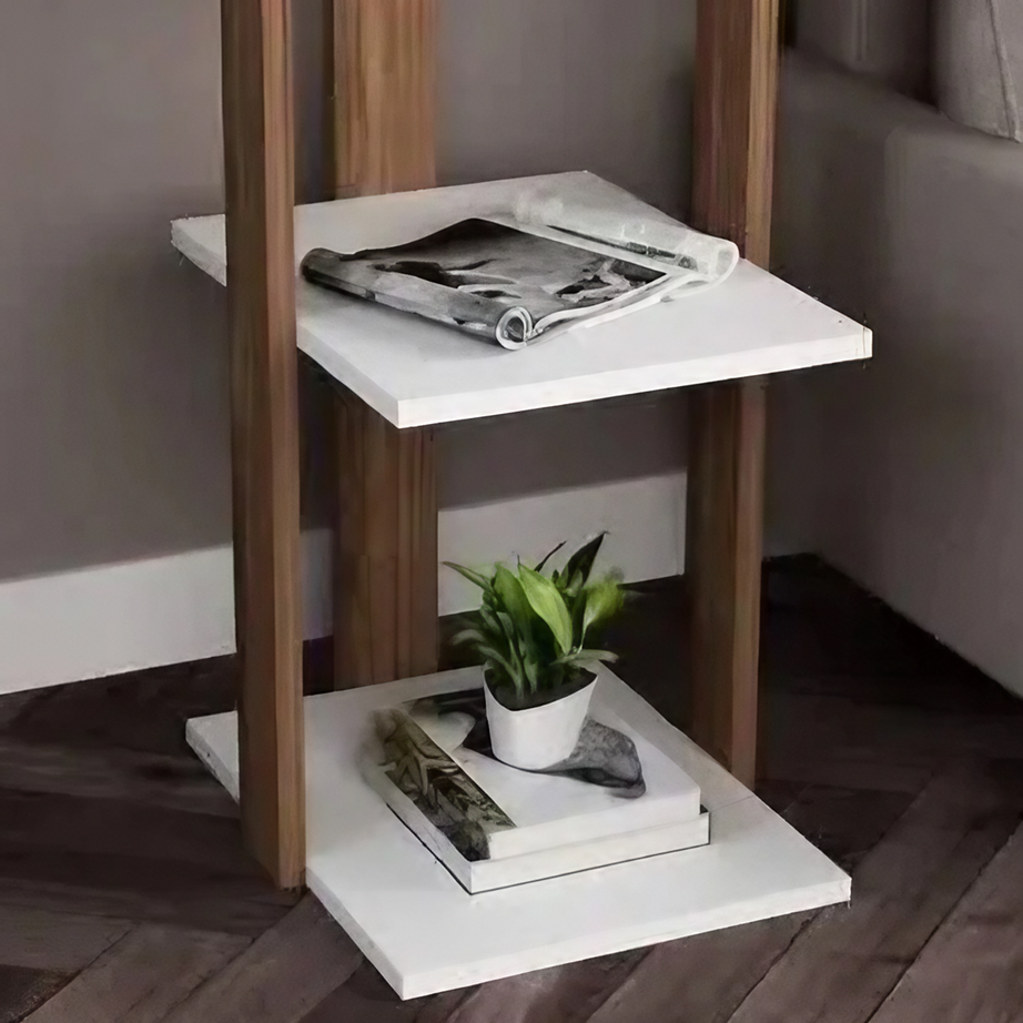 ترابيزة جانبية ام دي اف، 30*40*70 سم - بني × أبيض