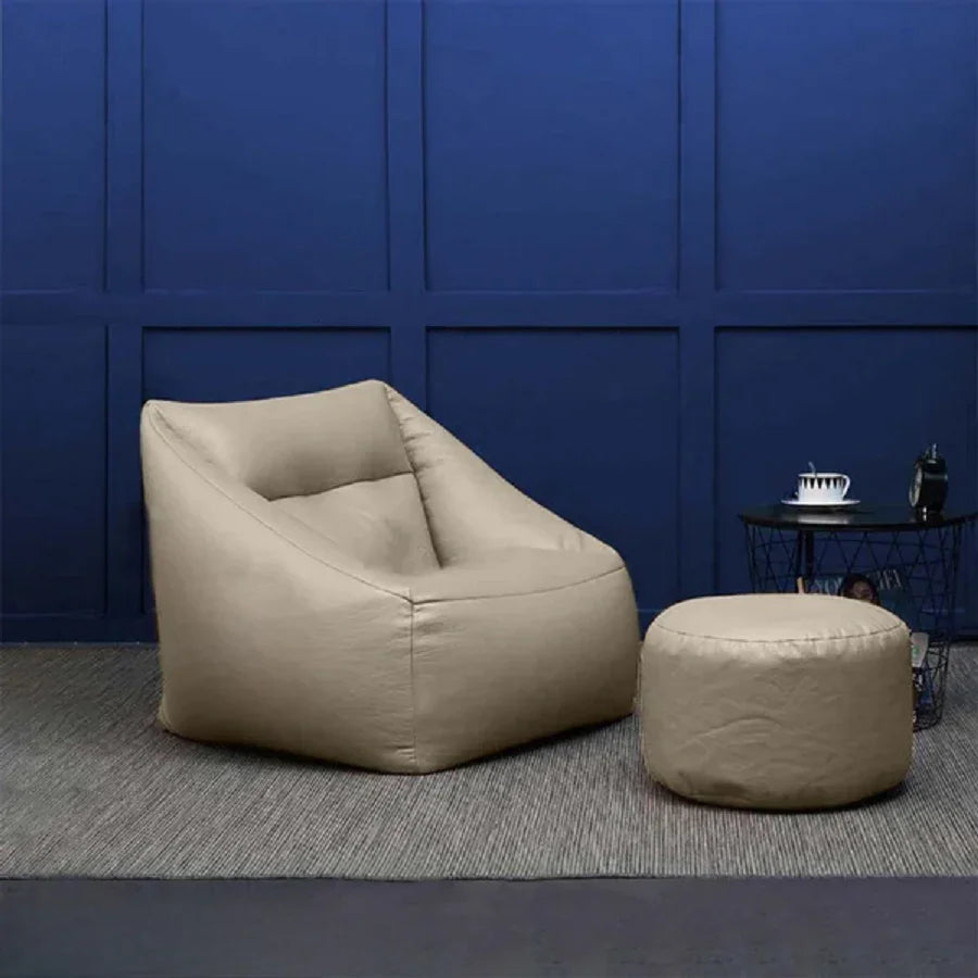 طقم بين باج مع بف جلد، قطعتين -بيج