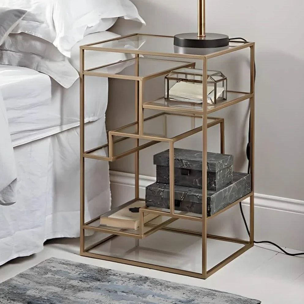 كومود ستيل و زجاج، 60*40*90 سم