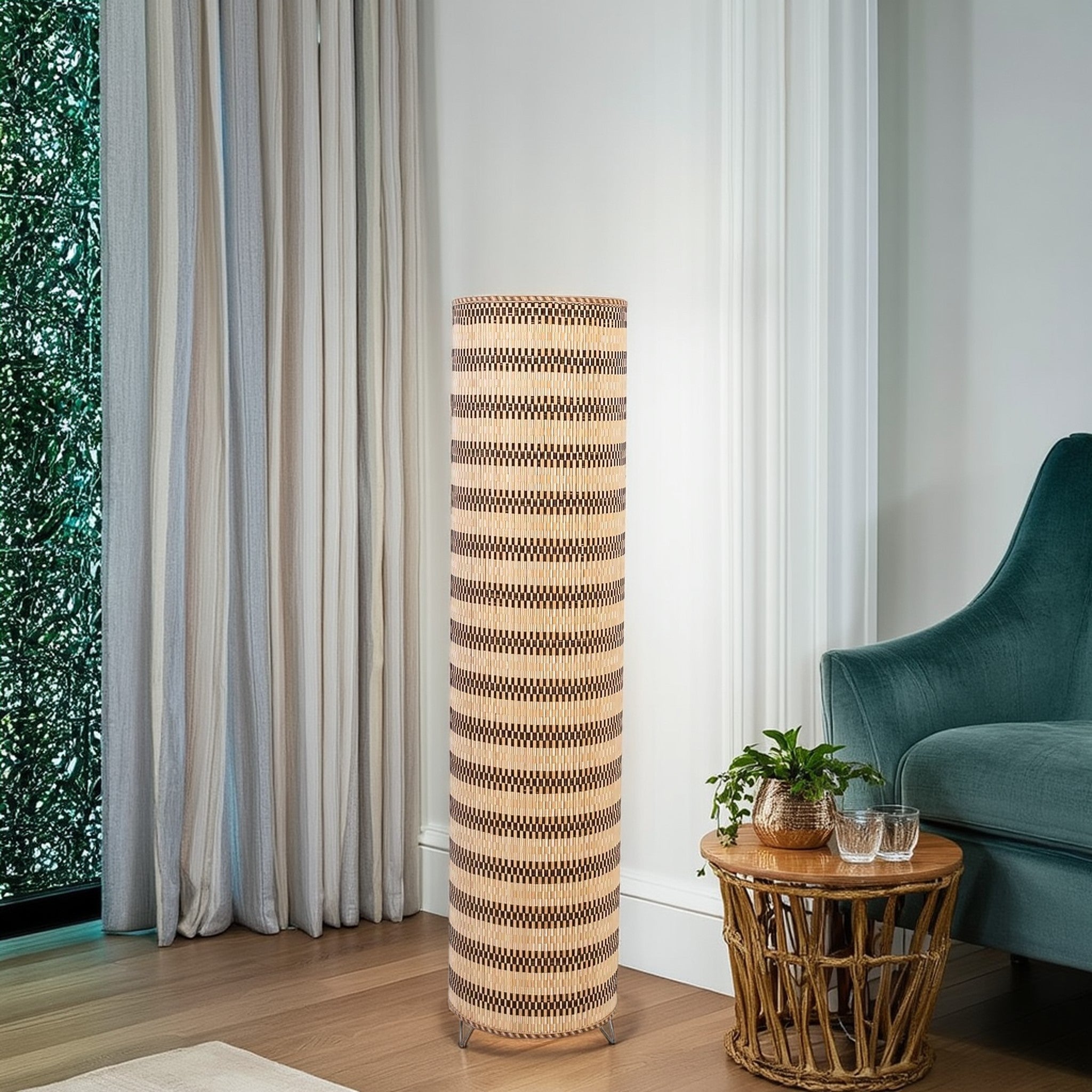 أباجورة أرضية خيزران، 25*90 سم