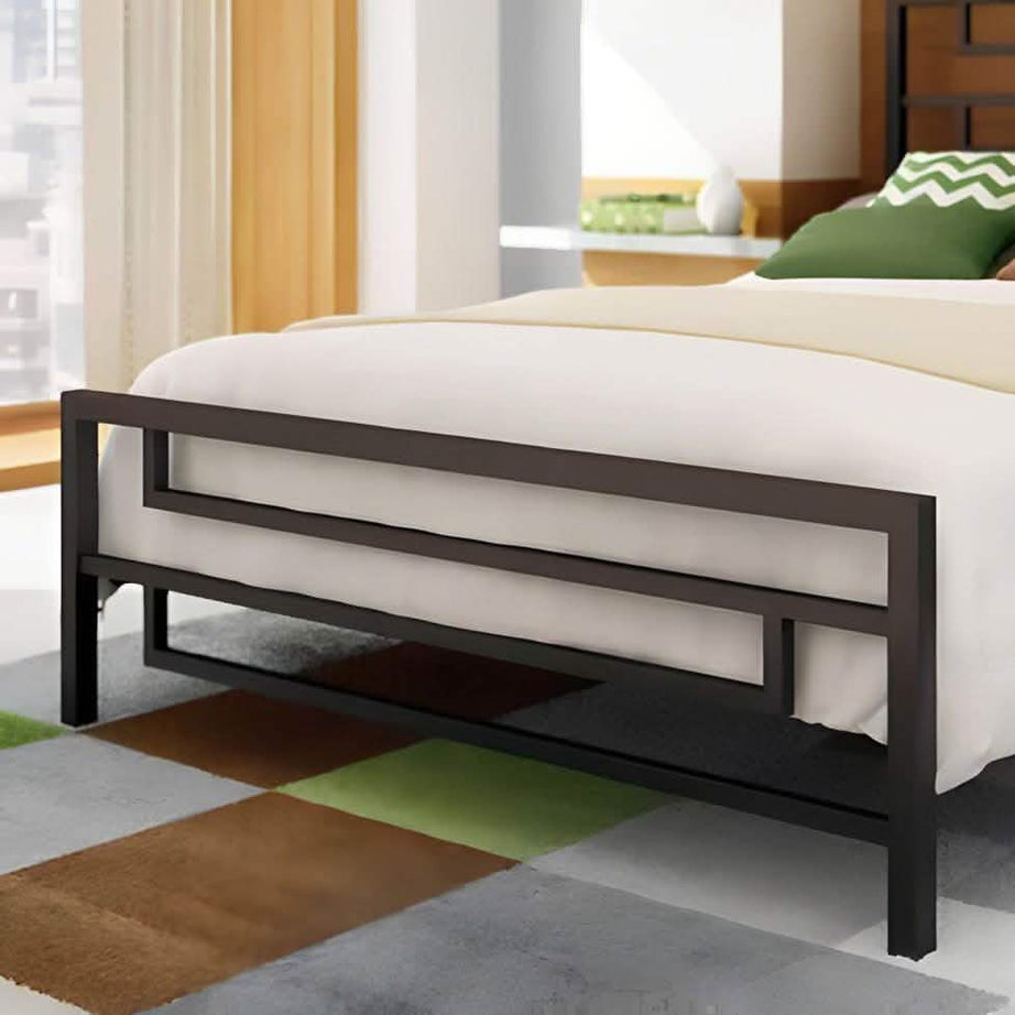 سرير كينج معدن و خشب طبيعي، 160*195*100 سم