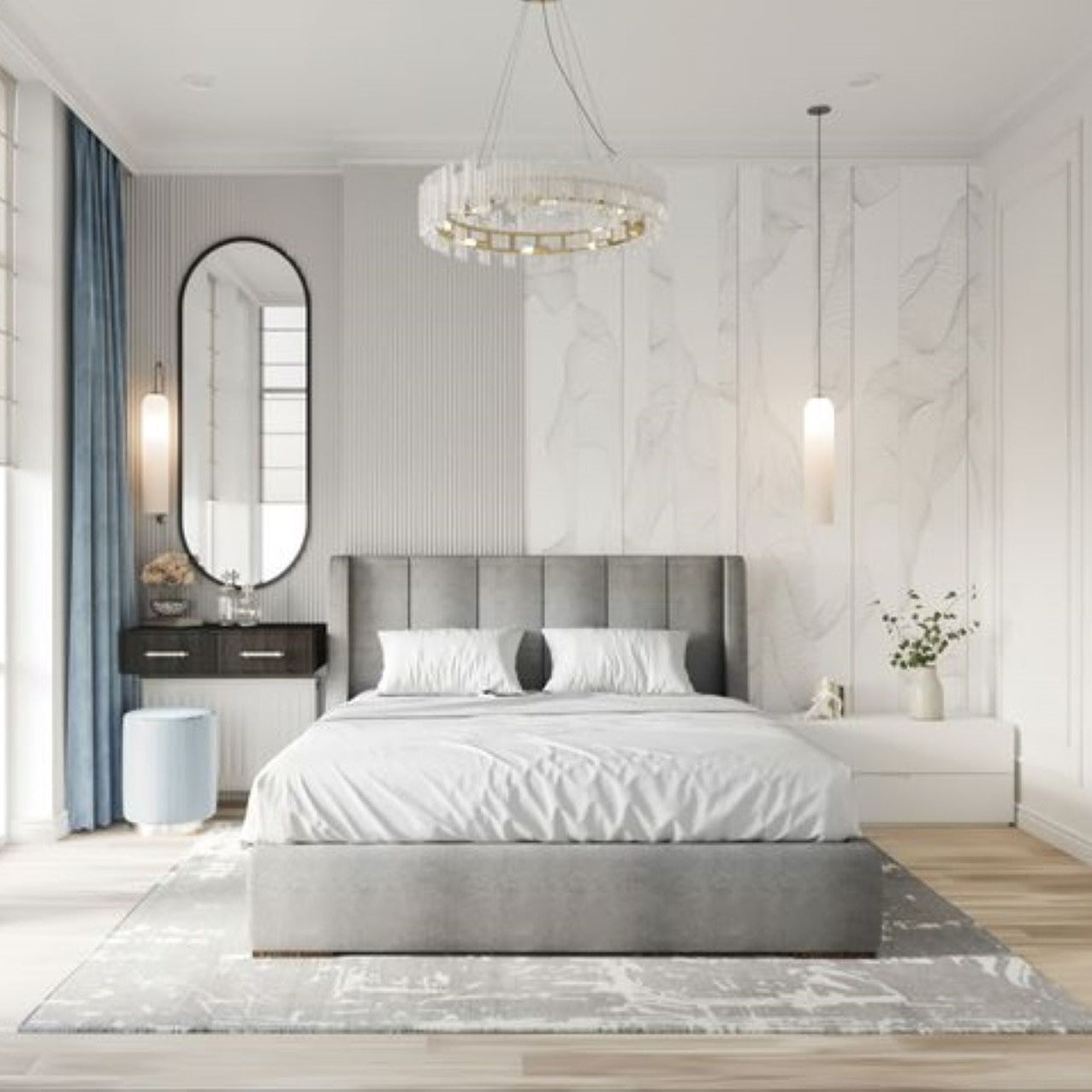 سرير كينج خشب ام دي اف و زان، 160*200*120 سم