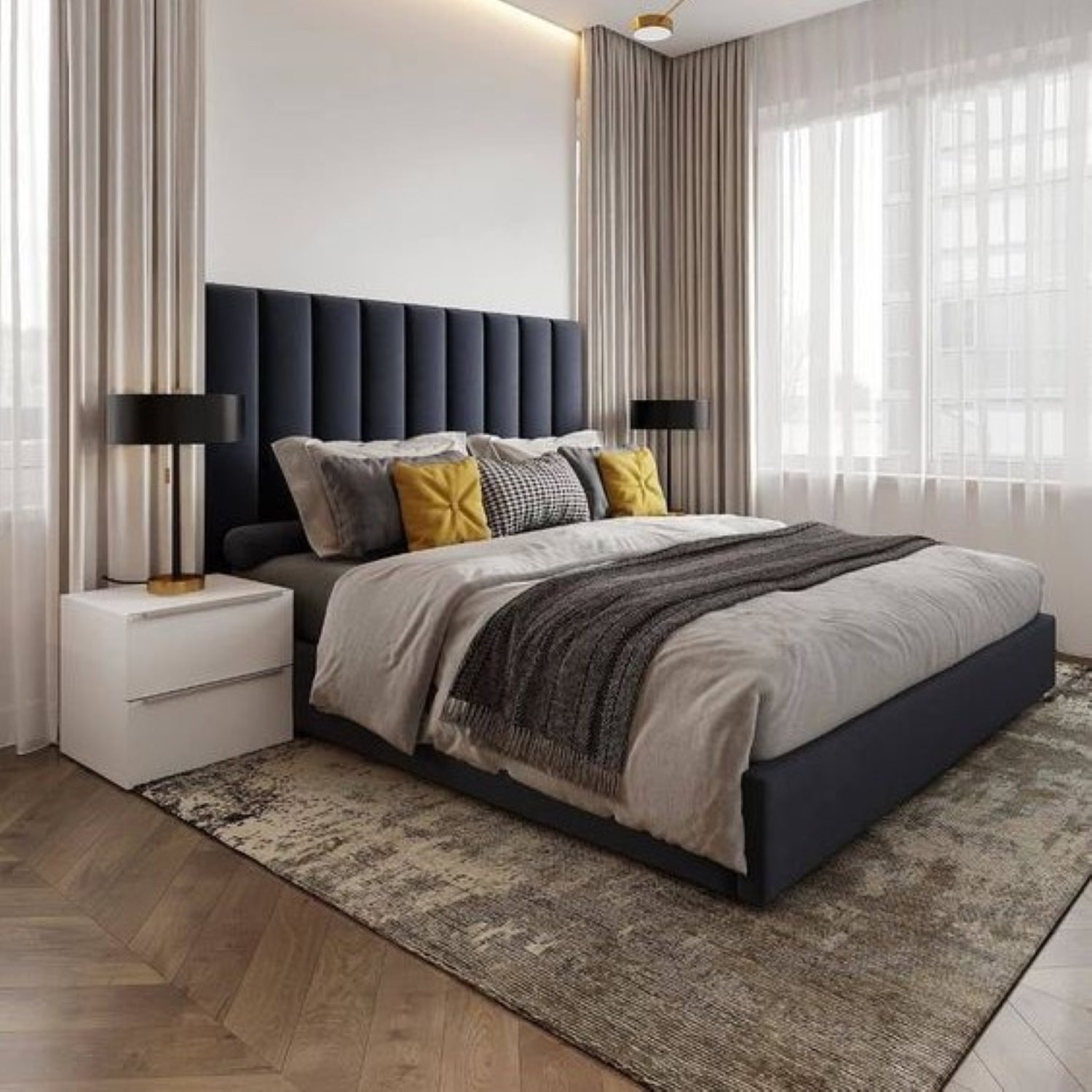 سرير كينج خشب ام دي اف و زان، 160*200*120 سم