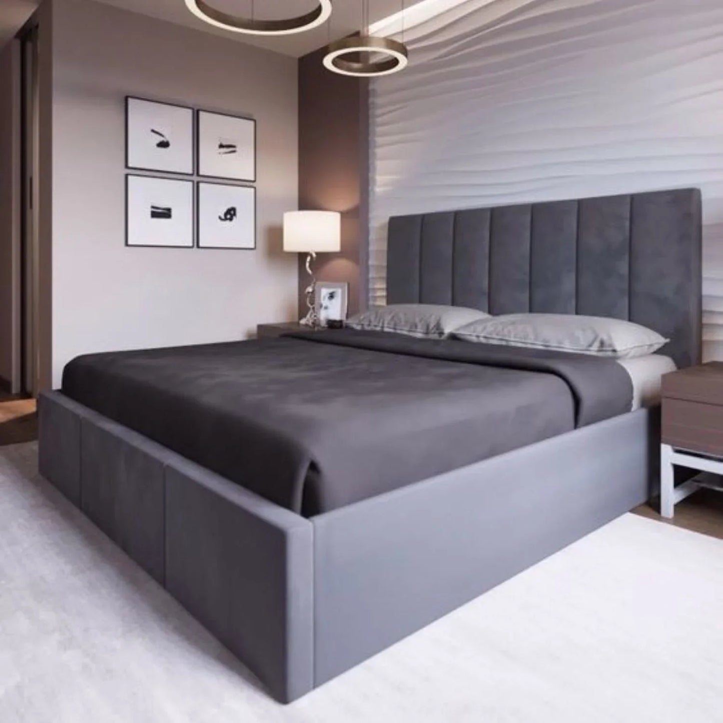 سرير كينج خشب ام دي اف و زان، 160*200*120 سم