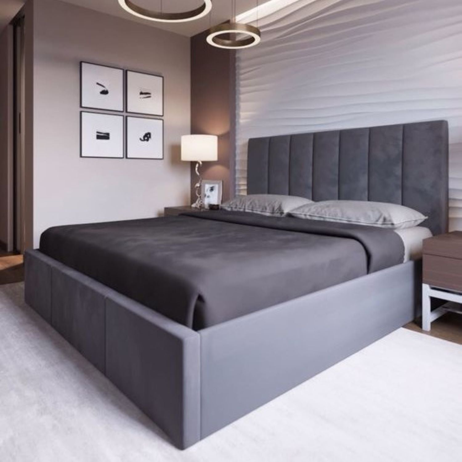 سرير كينج خشب ام دي اف و زان، 160*200*120 سم