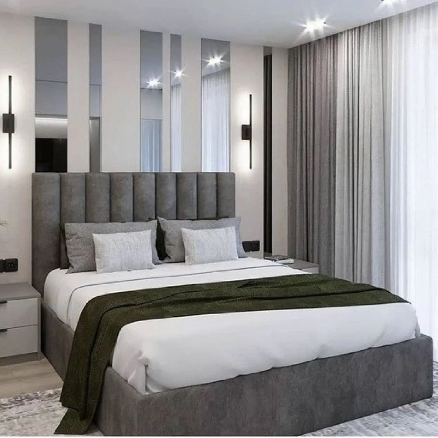 سرير كينج خشب ام دي اف و زان، 160*200*120 سم