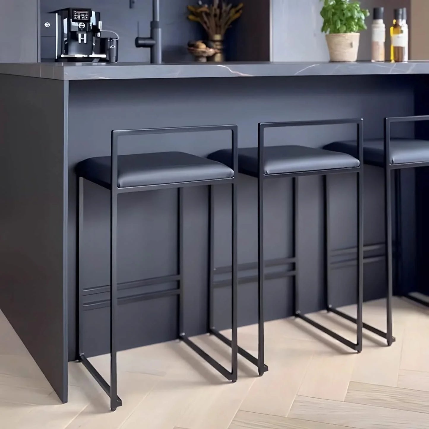 كرسي بار ستيل و جلد، 40*35*90 سم