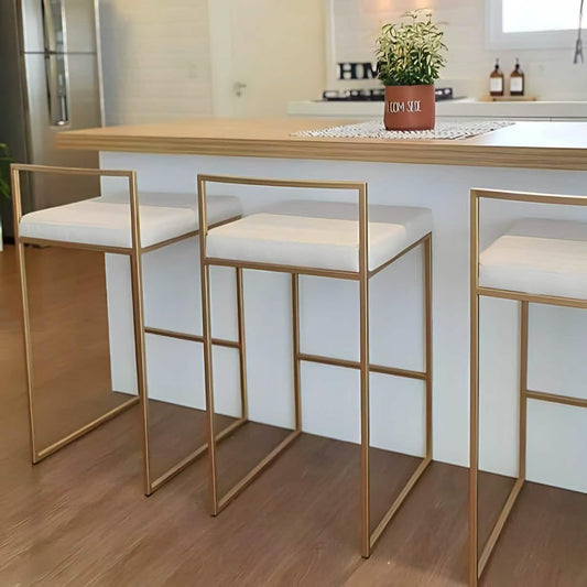 كرسي بار ستيل و جلد، 40*35*90 سم