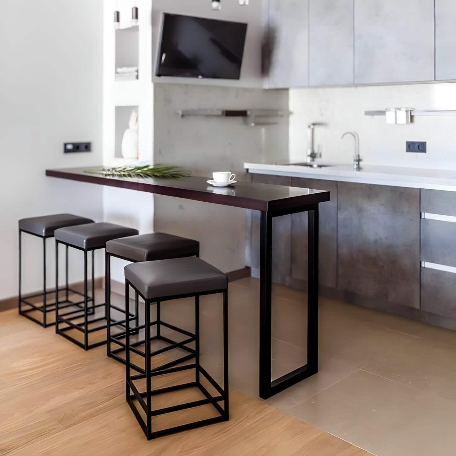 كرسي بار ستيل و جلد، 40*40*70 سم