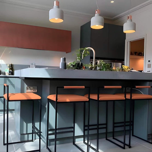 كرسي بار ستيل و جلد، 40*40*90 سم