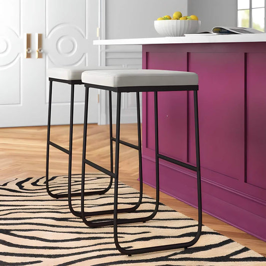 كرسي بار ستيل و جلد، 40*40*70 سم