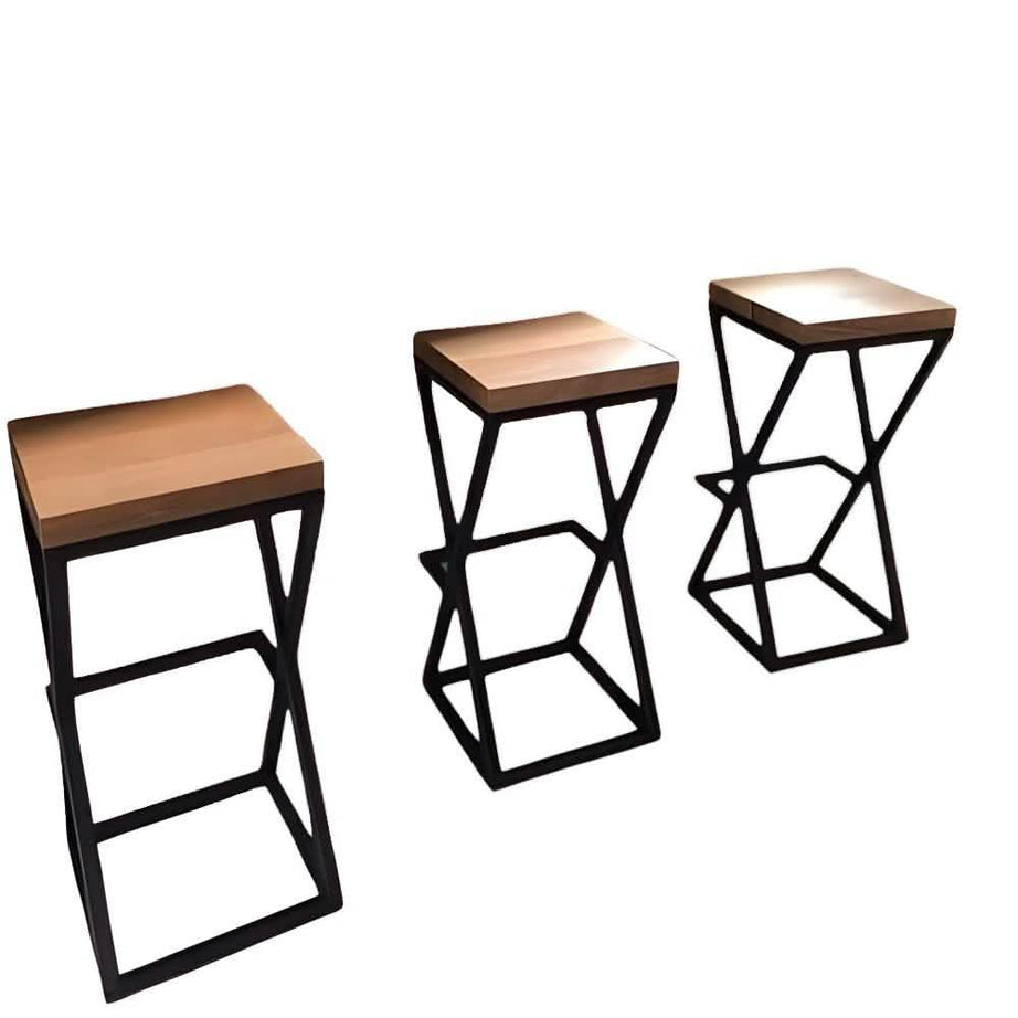 كرسي بار ستيل و ام دي اف، 35*35*70 سم