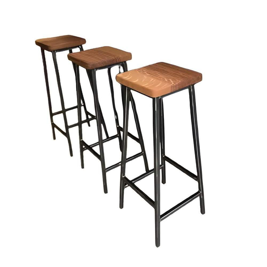 كرسي بار ستيل و ام دي اف، 35*35*70 سم