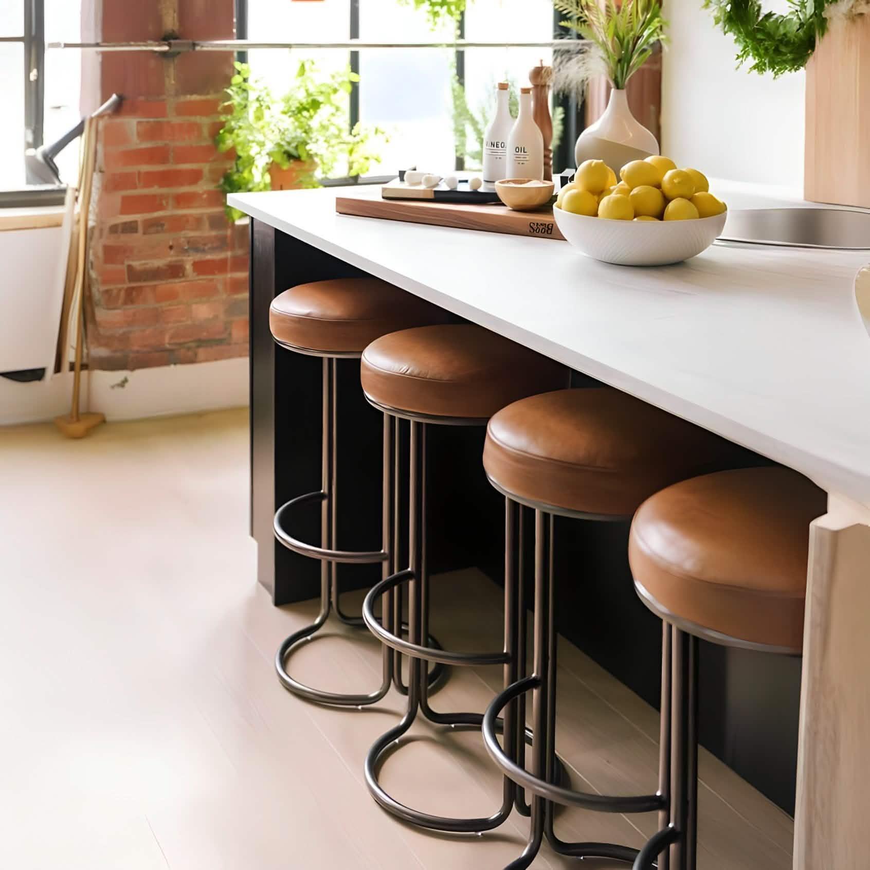 كرسي بار ستيل و جلد، 40*40*70 سم