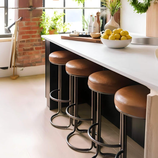 كرسي بار ستيل و جلد، 40*40*70 سم