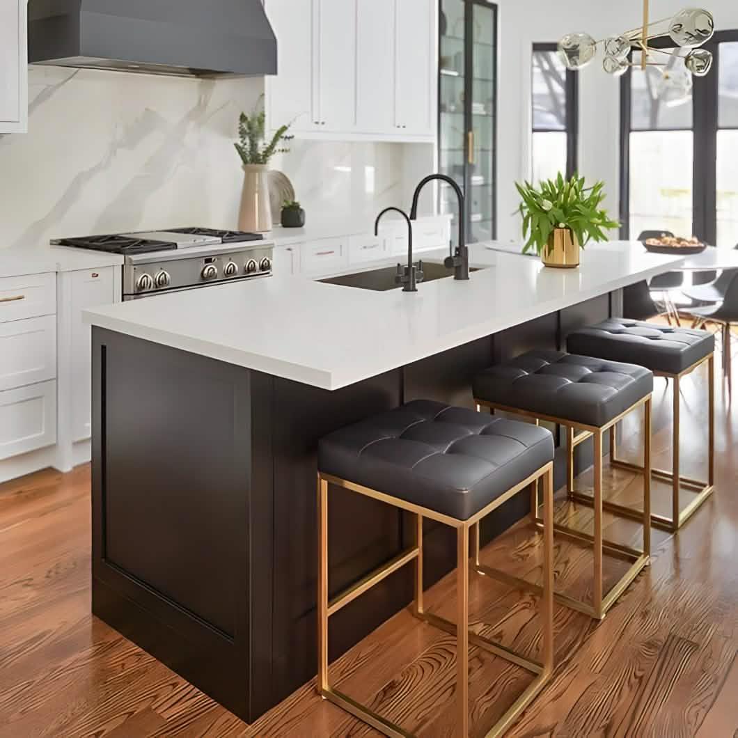 كرسي بار ستيل و جلد، 45*45*70 سم