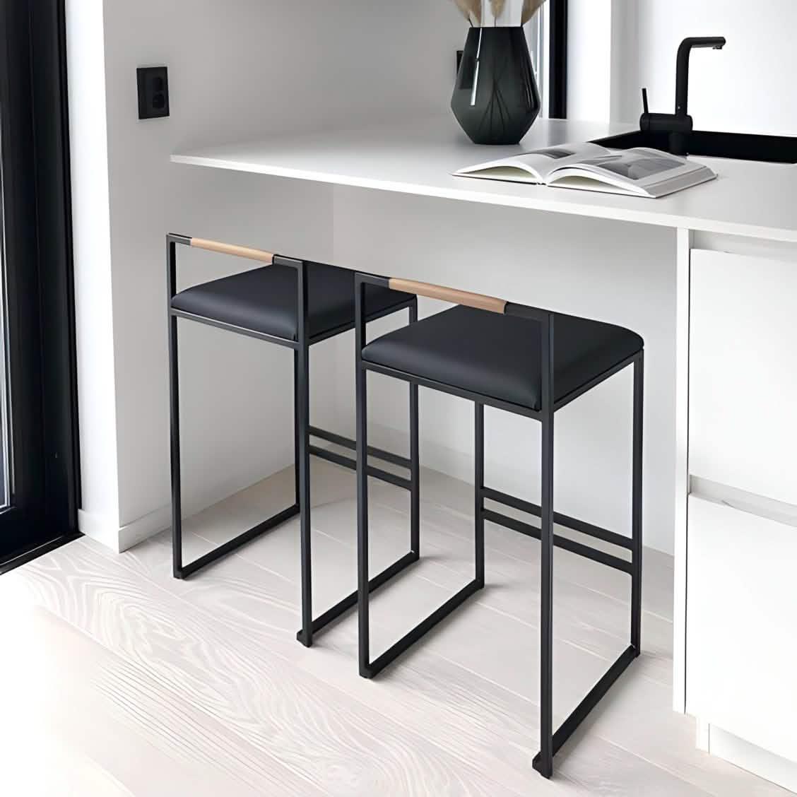 كرسي بار ستيل و جلد، 40*40*90 سم