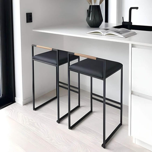 كرسي بار ستيل و جلد، 40*40*90 سم