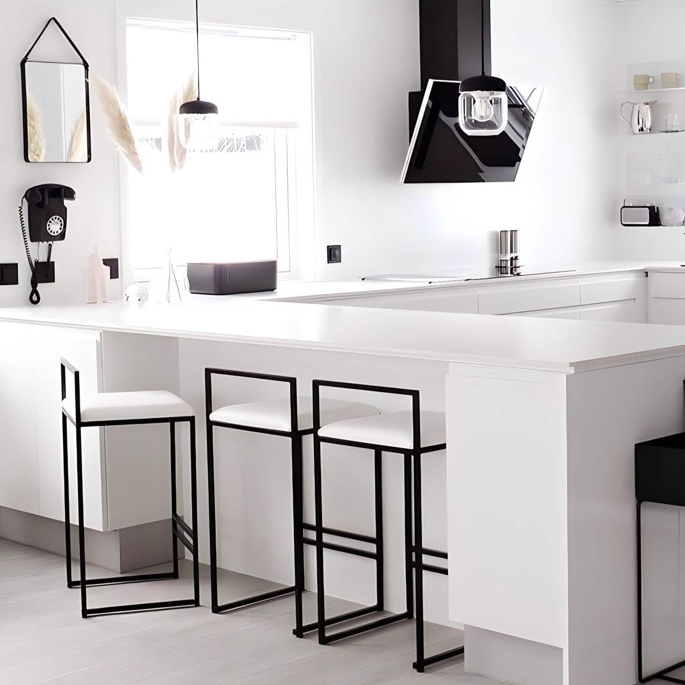 كرسي بار ستيل و جلد، 40*40*90 سم