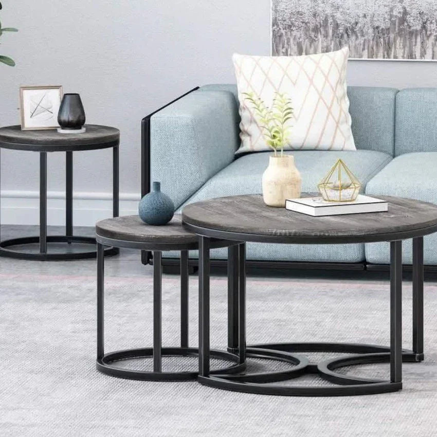 طقم ترابيزة قهوة ستيل، 3 قطع