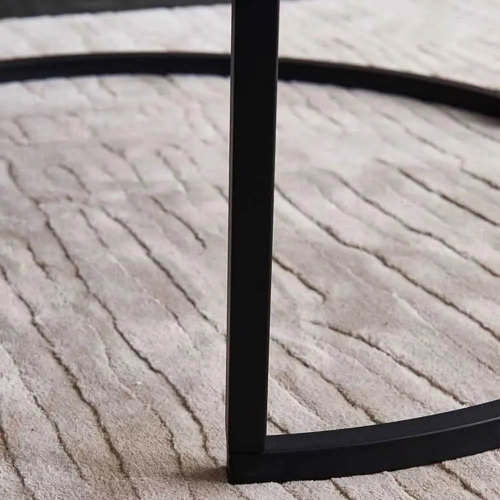 ترابيزة قهوة مزدوجة معدن بسطح خشب - CH179 - Homix