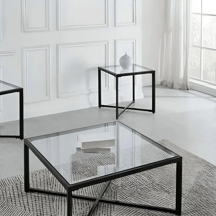 طقم ترابيزات معدن بسطح زجاج - CH203 - Homix