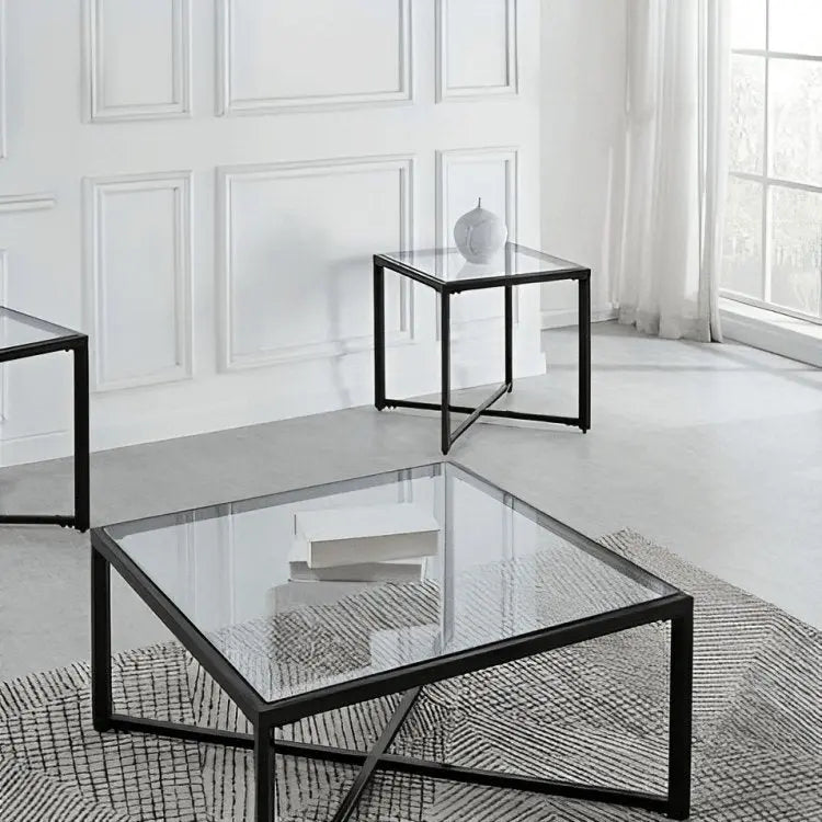 طقم ترابيزات معدن بسطح زجاج - CH203 - Homix