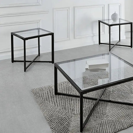 طقم ترابيزات معدن بسطح زجاج - CH203 - Homix