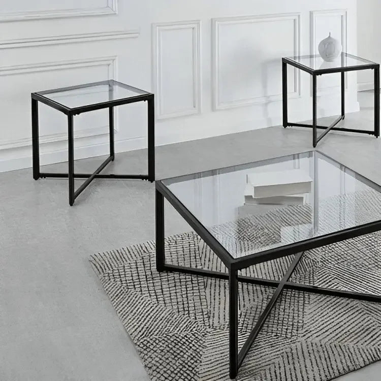 طقم ترابيزات معدن بسطح زجاج - CH203 - Homix