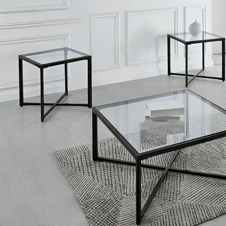 طقم ترابيزات معدن بسطح زجاج - CH203 - Homix