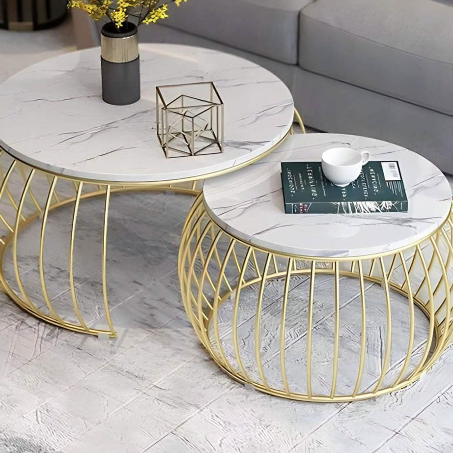 طقم ترابيزات قهوة معدن بسطح رخام - CH230 Cityhome