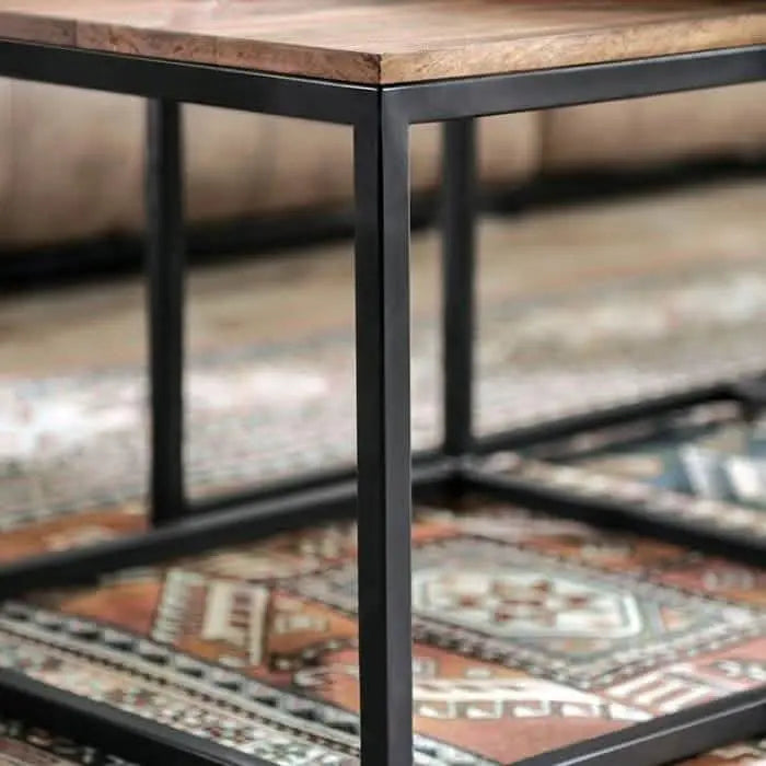 تسوق الأن من هومكس  طقم ترابيزات قهوة معدن بسطح خشبي - CH238 بأفضل سعر وأفضل جودة 